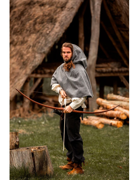 Gugel de lã medieval modelo Paul, cinza