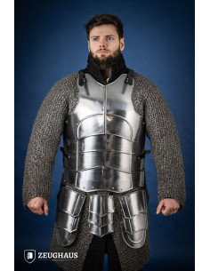 Couraça medieval com alças, modelo Champion em aço polido