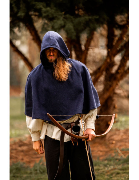 Gugel lã medieval modelo Paul, azul