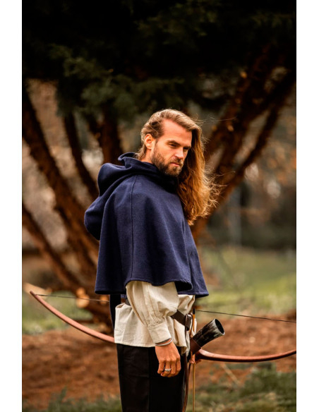 Gugel lã medieval modelo Paul, azul