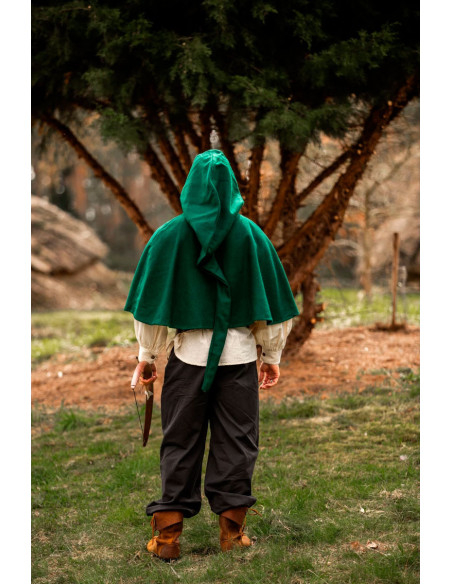 Gugel de lã medieval modelo Paul, verde