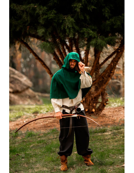 Gugel de lã medieval modelo Paul, verde