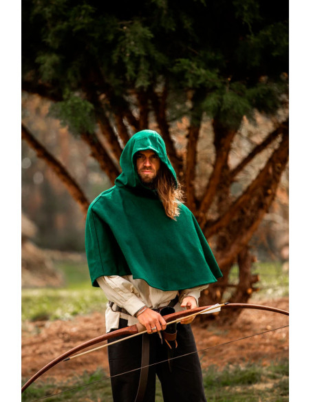 Gugel de lã medieval modelo Paul, verde