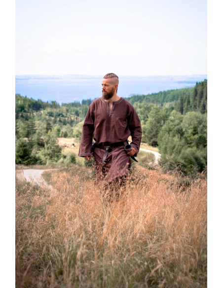 Túnica medieval Halvor, castanho escuro