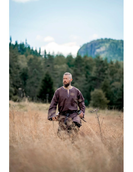 Túnica medieval Halvor, castanho escuro