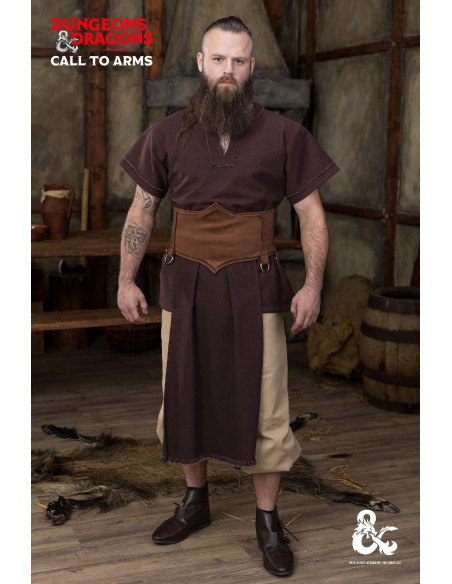 Cinto medieval de couro bárbaro, marrom