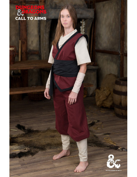 Calça de monge medieval, cor bordô