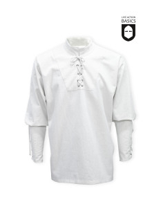 Camisa pirata em algodão branco natural