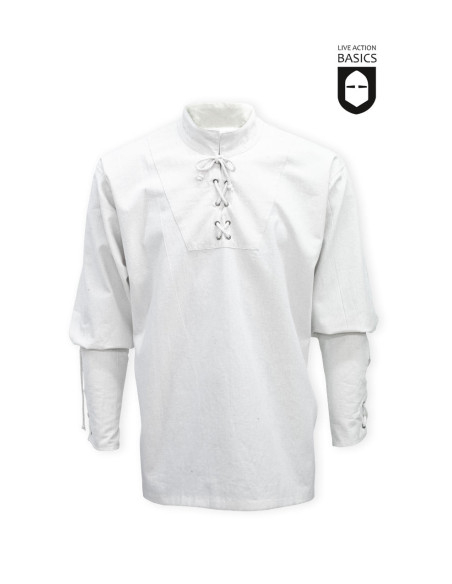 Camisa pirata em algodão branco natural