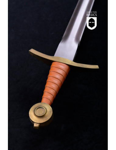 Armação de espada medieval com acabamento dourado, para LARP