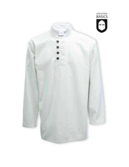Camisa medieval com botões, branco...