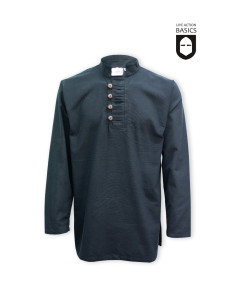 Camisa medieval com botões, preta