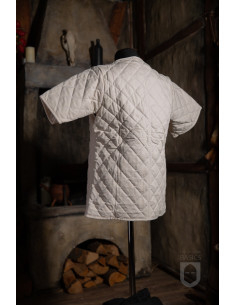 Gambeson medieval acolchoado de manga curta, branco natural 2