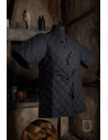 Gambeson medieval acolchoado de manga curta, preto