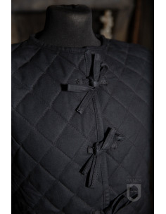 Gambeson medieval acolchoado de manga curta, preto 2