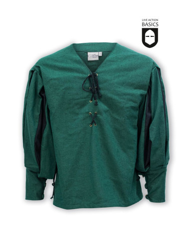 Camisa medieval Lansquenete, verde-preta