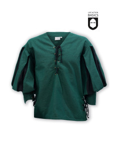Camisa medieval Lansquenete, verde-preta 2