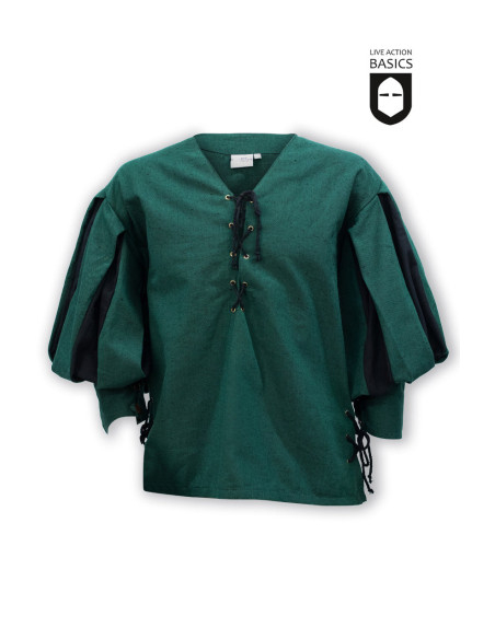 Camisa medieval Lansquenete, verde-preta