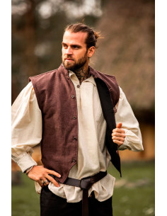 Colete medieval tricotado à mão Irvin, castanho