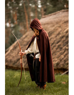 Clássico medieval Elinor manto marrom escuro com capuz...