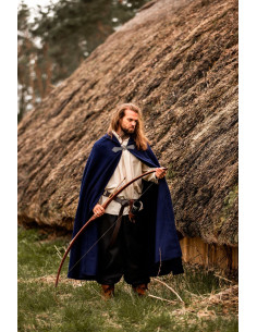 Capa medieval de lã modelo Tjark, cor azul