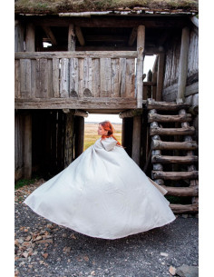 Capa de lã medieval modelo Tjark, cor natural