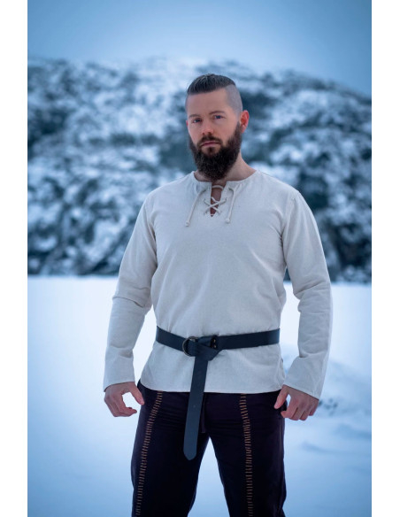 Cinto de couro com argola, preto