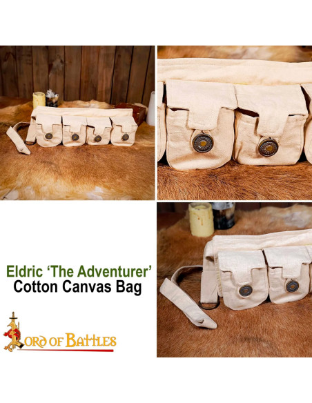 Cinto druida com 4 bolsos de algodão