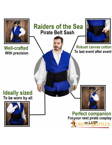 Cinto de lona preta pirata medieval