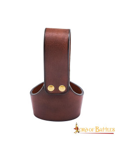 Baldric de couro medieval para chifres, marrom 2