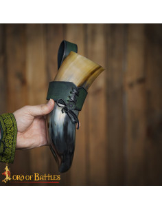 Baldric de couro medieval para chifres, verde