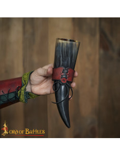 Baldric de couro medieval para chifres, cor marrom 2