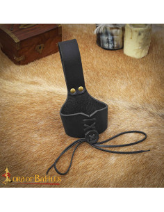 Baldric medieval de couro para chifres, preto 2