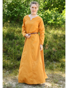 Vestido vikingo mulher modelo Milla, amarelo mostarda