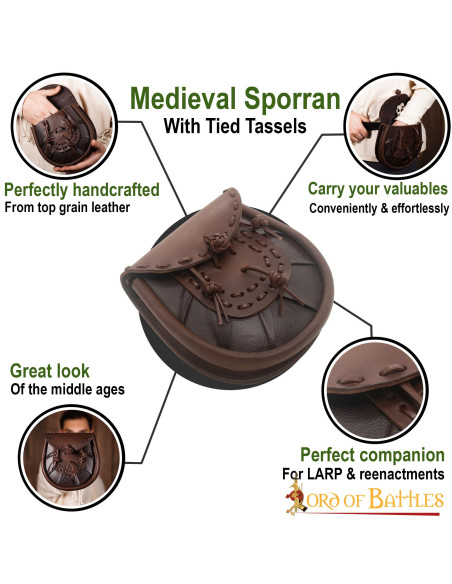 Bolsa de cintura medieval em couro...