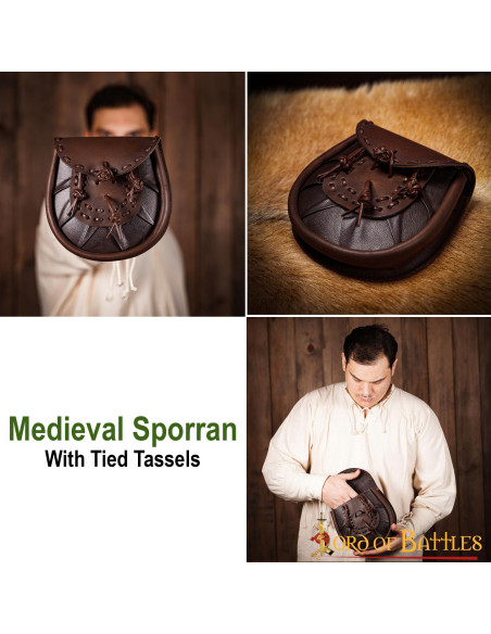 Bolsa de cintura medieval em couro...