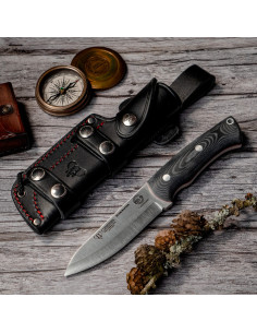 Faca Bushcrafter com alça de micarta preta por Cudeman