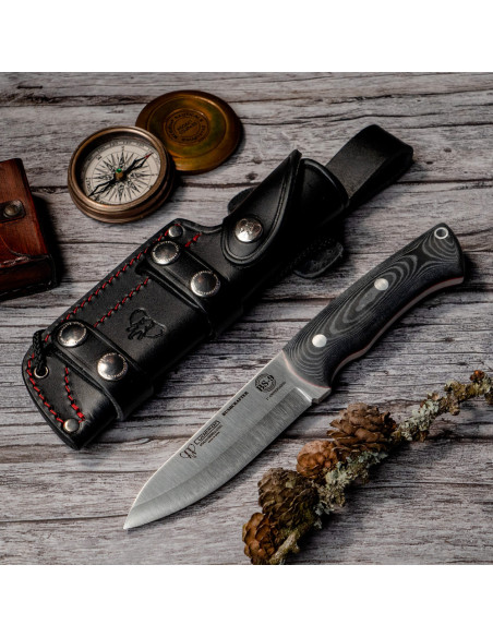 Faca Bushcrafter com alça de micarta preta por Cudeman