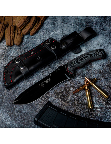 Faca boina verde com lâmina preta...