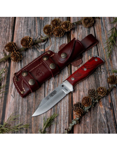 Faca tática com cabo Cocobolo, lâmina 11 cms.