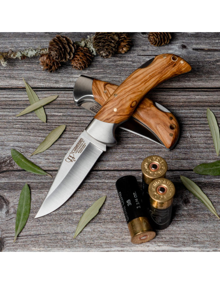 Faca de caça cabo oliva, lâmina 9,5 cms.