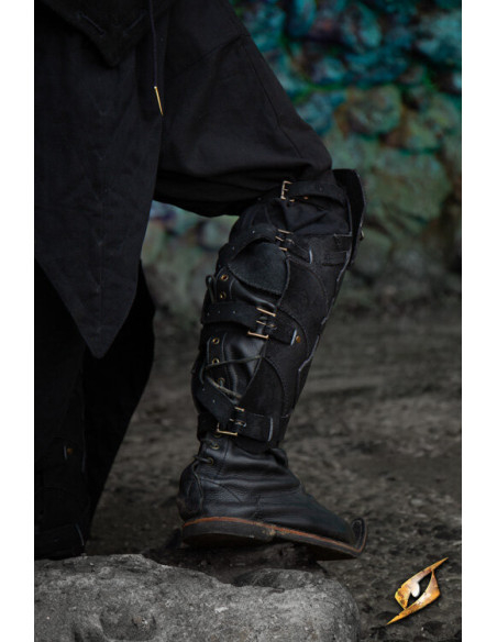 Grevas de couro Shadow Warrior, pretas