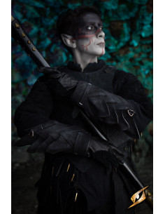 Pulseiras de couro de camurça Shadow Warrior, pretas