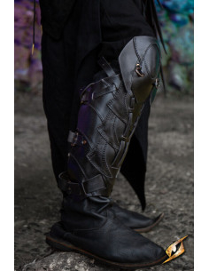 Grevas de Couro do Guerreiro das Sombras, Pretas