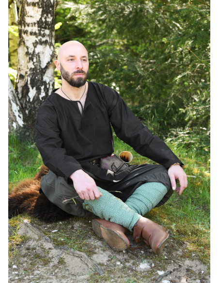 Túnica medieval preta manga comprida,...