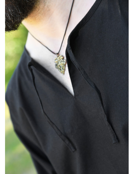 Túnica medieval preta manga comprida,...