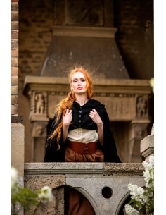 Capa medieval curta para senhora, modelo Heidi, cor preta 2