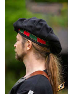 Parlota de menestrel medieval em lã, preto-vermelho-verde 2