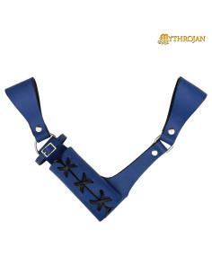 Baldric de couro de aventureiro medieval, azul