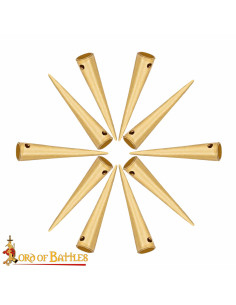 Pacote de 10 agulhetas medievais em latão maciço (2,6 cm.) 2